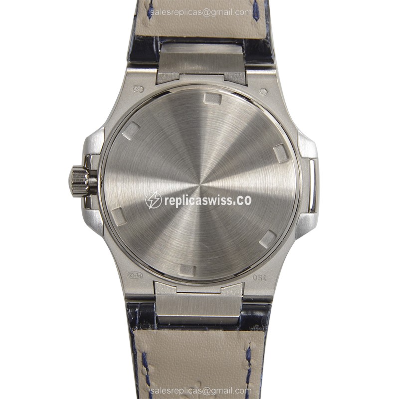 Patek Philippe 7010G-001 Replica - Quartz - White Gold - Diamond Dial - Silver - Alligator Blue - View 4