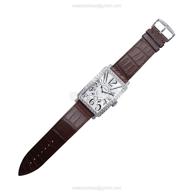 Franck Muller 1300 SC DT DP LONG ISLAND - Auto 18kt White Gold - Diamond Silver Dial - View 2