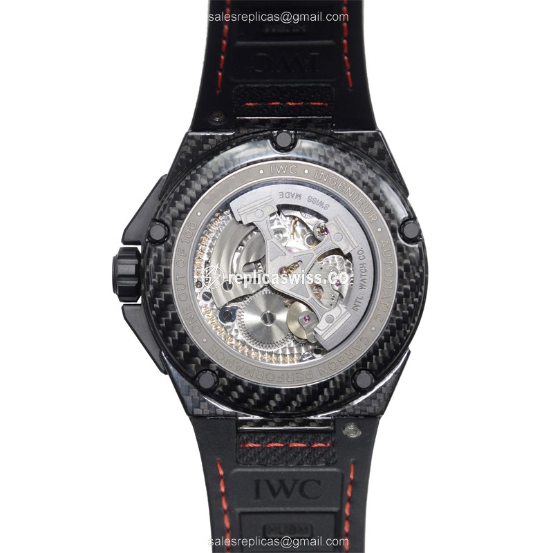 IWC Ingenieur Replica - Automatic - Carbon Case - Black Dial - Black Strap - Sapphire Crystal - Buckle Clasp - View 3