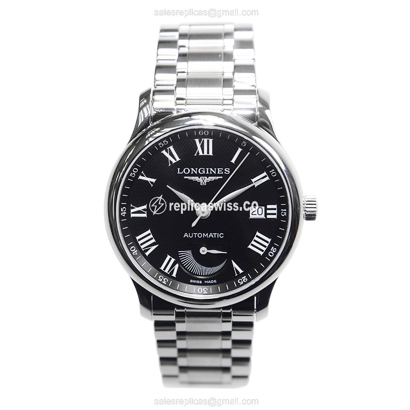 Longines L2.708.4.51.6 Replica - Automatic - Steel Case - Black Dial, Silver Clasp - View 2