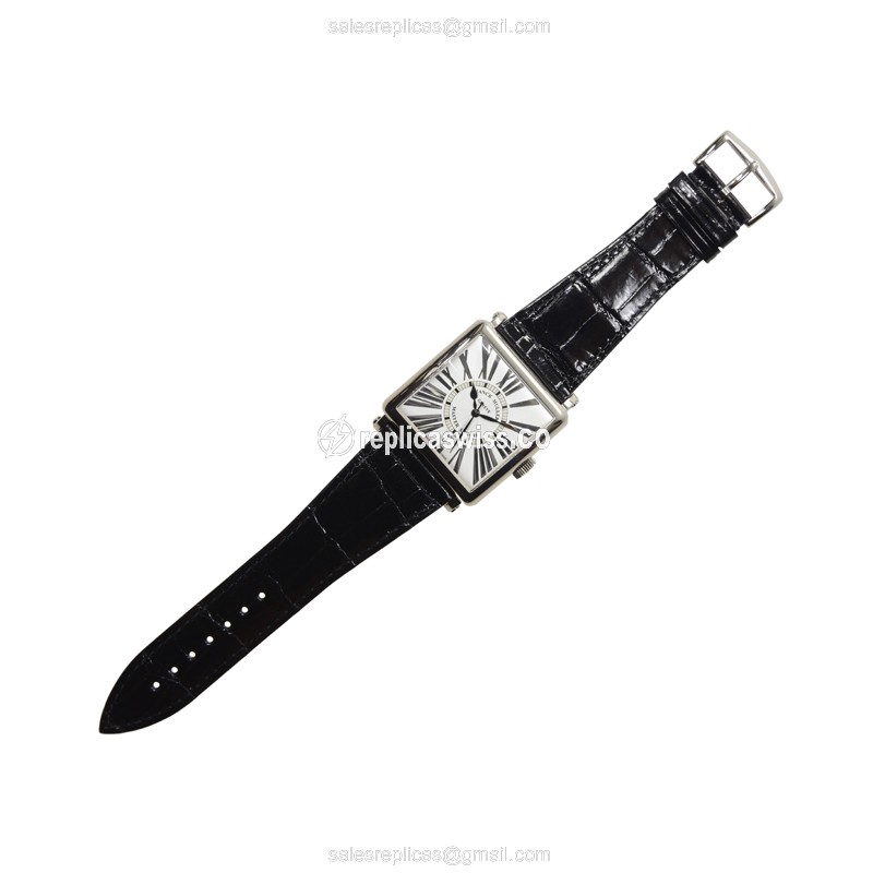 Franck Muller 6000 H SC DT REL R OG Master Square Replica | Automatic | 18kt Gold Case | Silver Dial | Black Alligator Strap - View 2