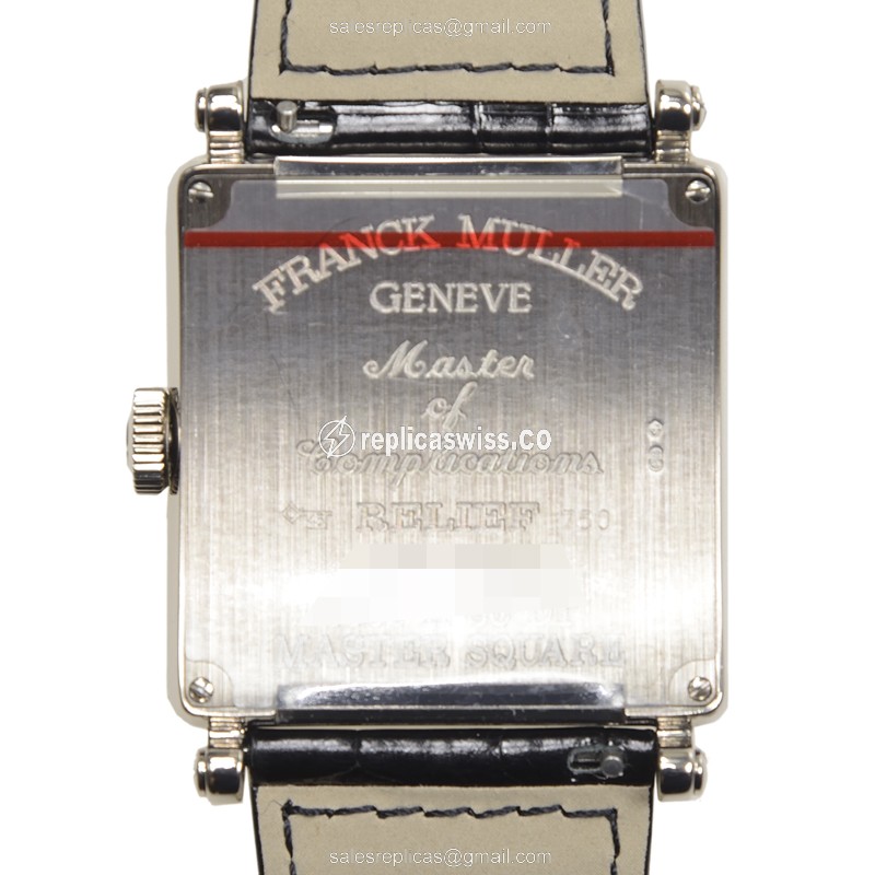 Franck Muller 6000 H SC DT REL R OG Master Square Replica | Automatic | 18kt Gold Case | Silver Dial | Black Alligator Strap - View 3