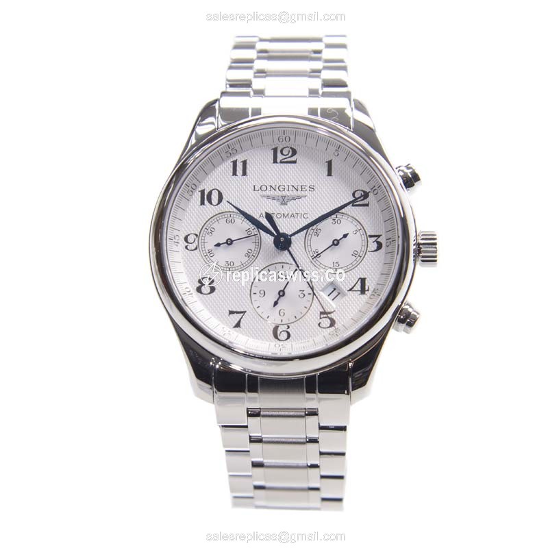 Longines L2.759.4.78.6 Replica - Automatic - Steel Case - White Dial - Silver Steel Strap - View 2