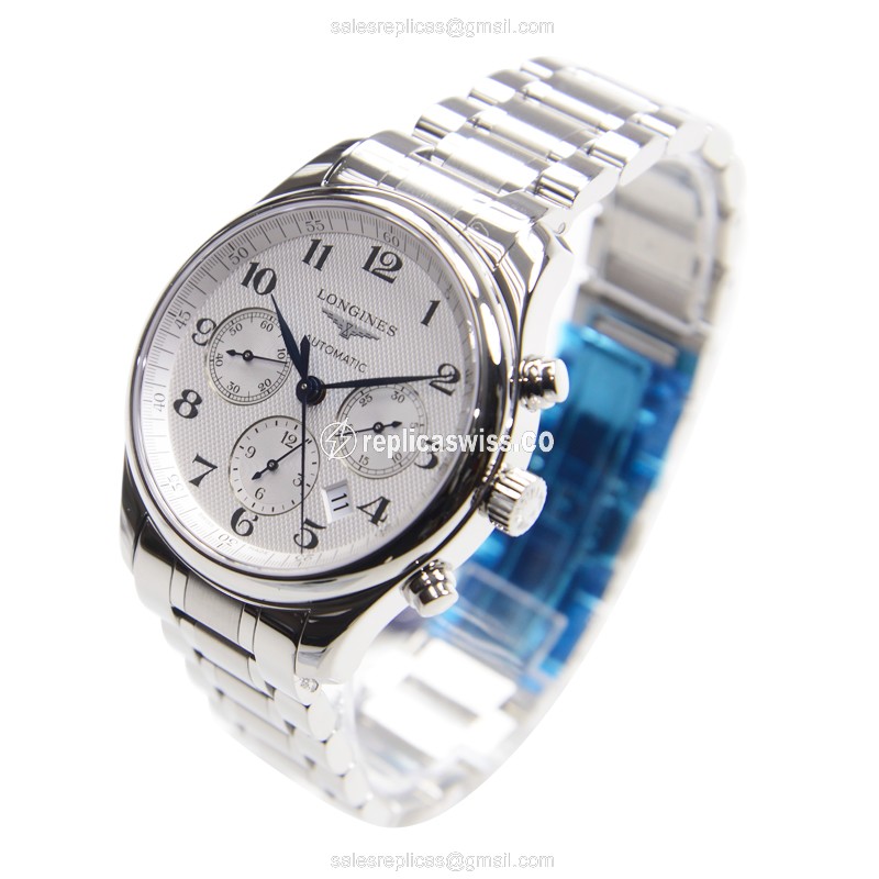 Longines L2.759.4.78.6 Replica - Automatic - Steel Case - White Dial - Silver Steel Strap - View 3