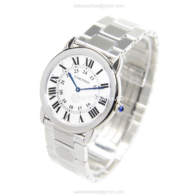 Cartier Ronde Solo Replica Watch - Quartz - Steel - White - View 3