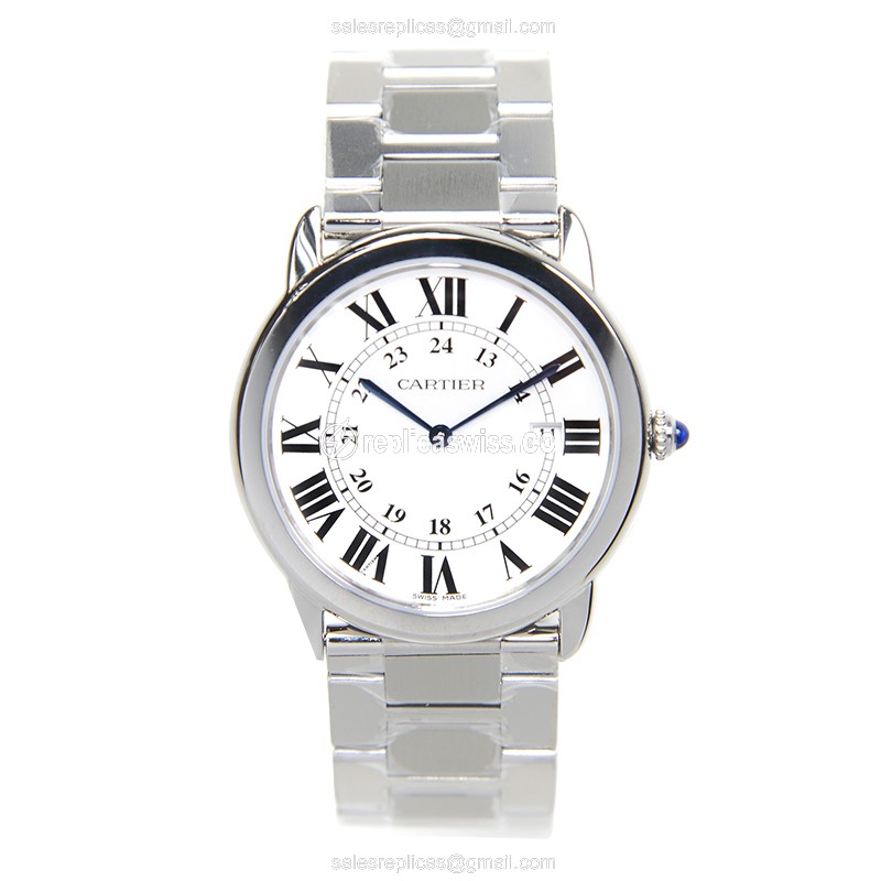 Cartier Ronde Solo Replica Watch - Quartz - Steel - White - View 2