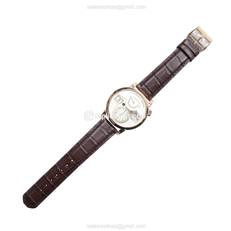 A. Lange & Sohne Replica OWL Series - Manual Wind - 18kt Rose Gold Case - Silver Dial - Brown Alligator Strap - Buckle Clasp - View 2