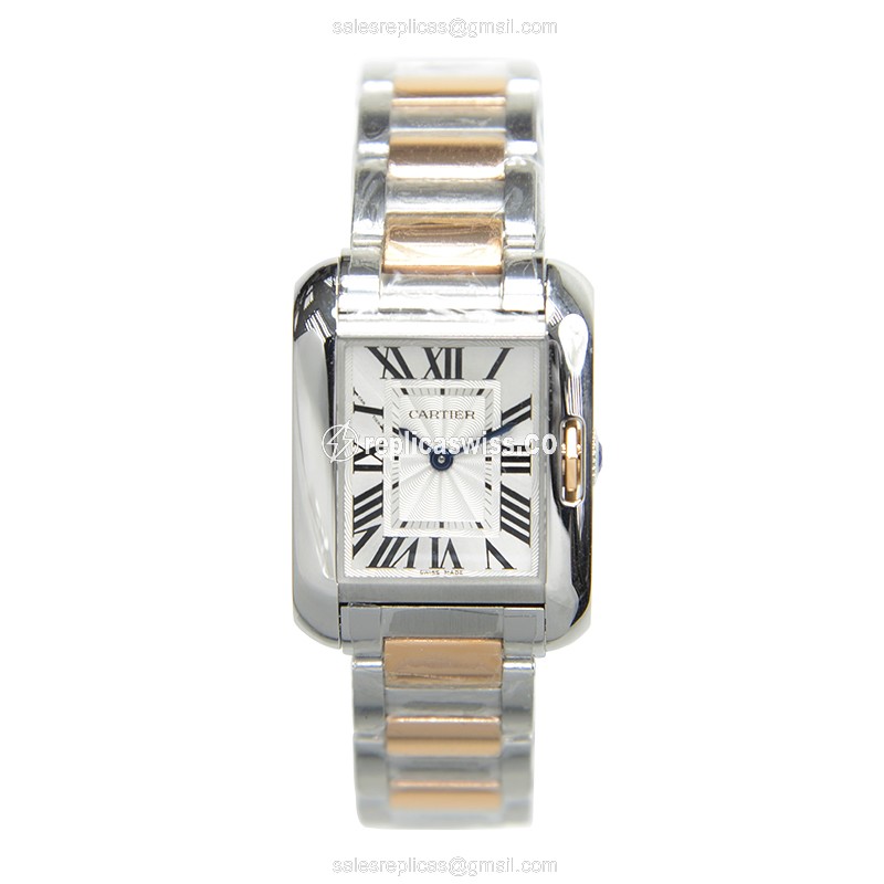 Cartier Tank Replica - Quartz - White Dial - Steel & Gold - View 2