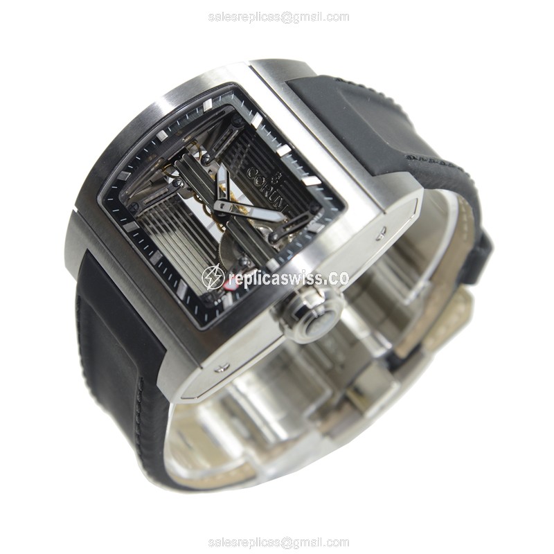 Corum Bridge Manual Wind - Gray Dial - Leather Strap - Black Clasp - View 3