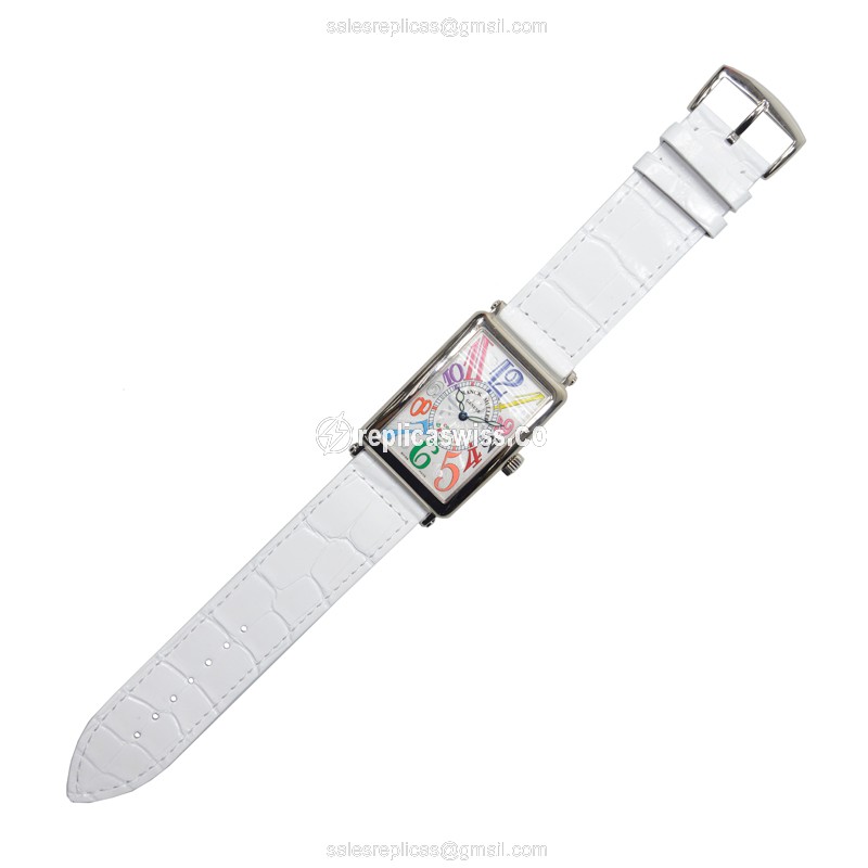 Franck Muller 1000 SC COL DR Replica - Automatic - White Gold Case - Silver Dial - Leather Strap - View 2