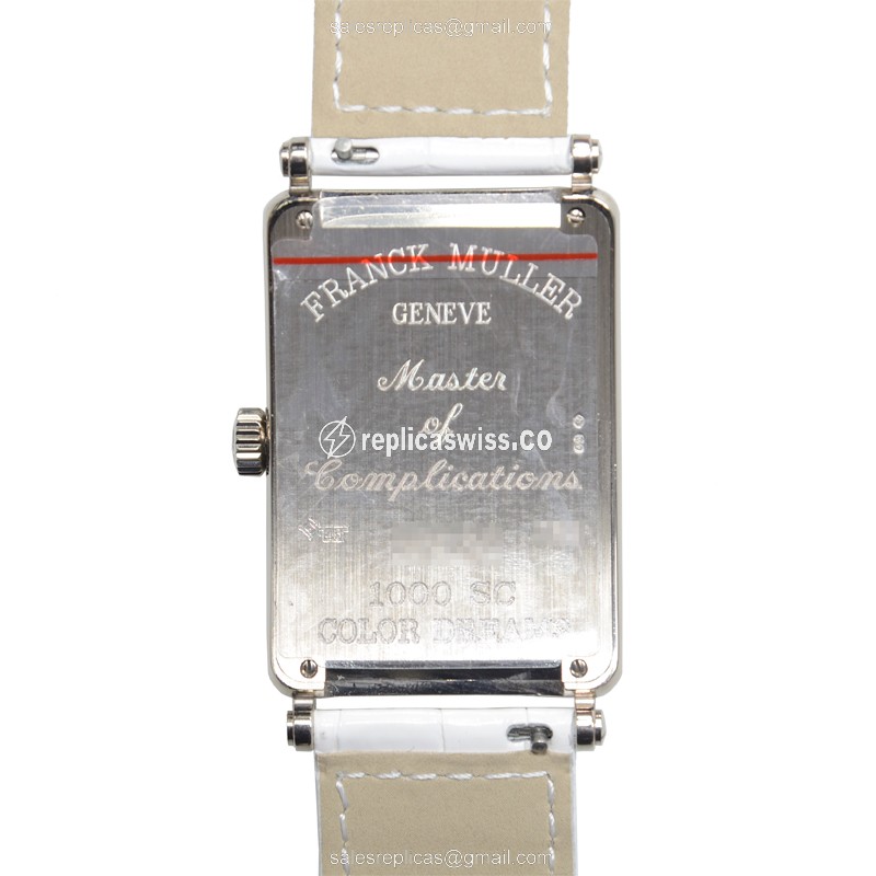 Franck Muller 1000 SC COL DR Replica - Automatic - White Gold Case - Silver Dial - Leather Strap - View 3