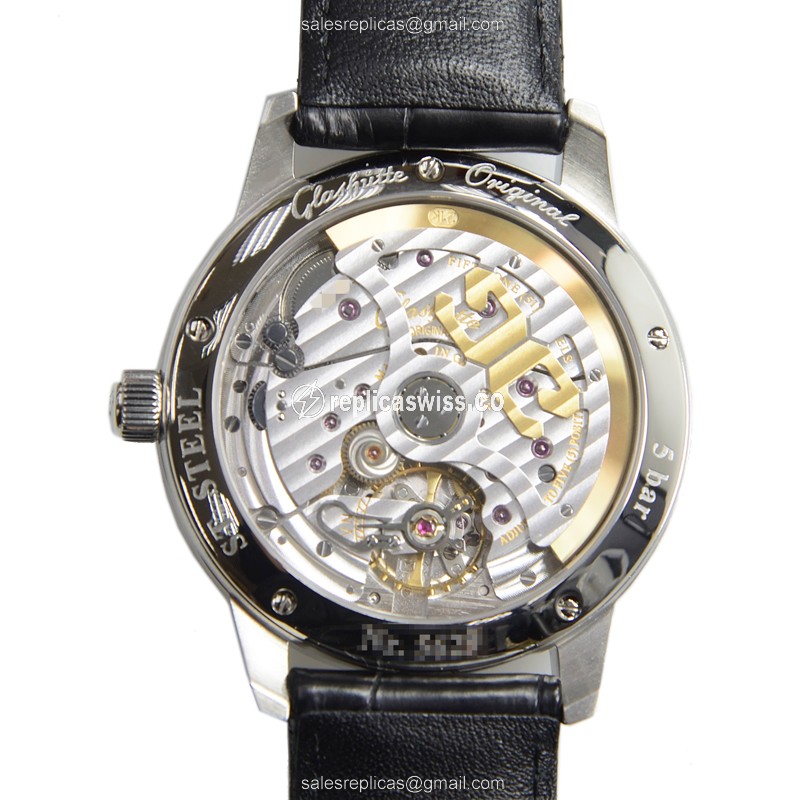 Glashutte Senator Panorama Date - Automatic - Steel - White Dial - Black Alligator Strap - View 3