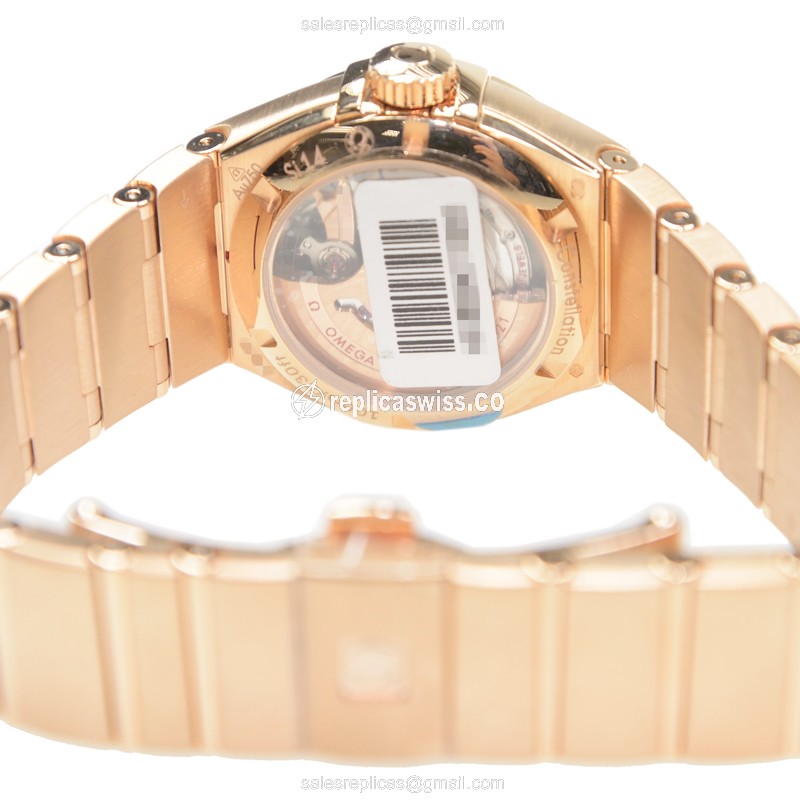 Omega Constellation Replica | Automatic | 18kt Rose Gold & Diamond Case | White Dial - View 4