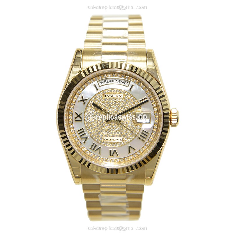 Rolex DAY-DATE Replica - Automatic - Gold Case - Dial: Gold - Gold Clasp - Gold Strap - View 2