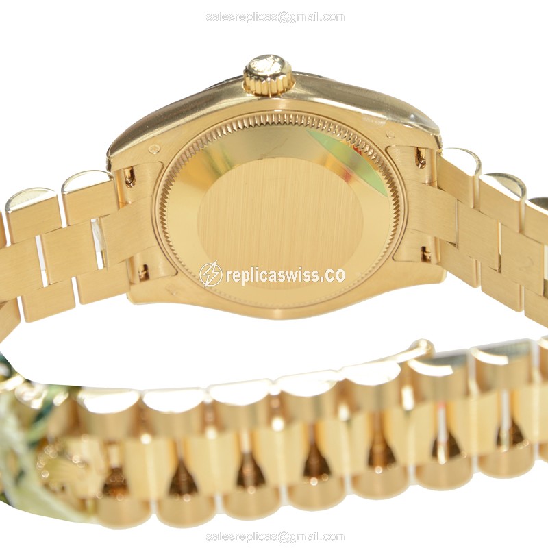 Rolex DATEJUST Replica - Automatic - 18kt Gold Case - White Dial - Gold Clasp - View 4