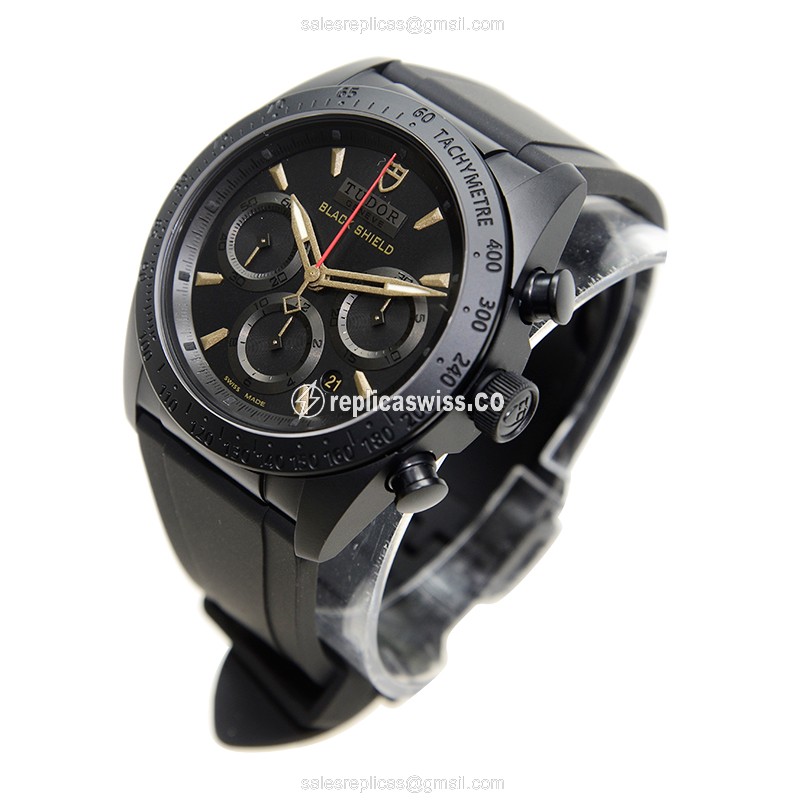 Tudor FastRider Replica - Automatic - Ceramic - Black Dial - Black Rubber Strap - View 3