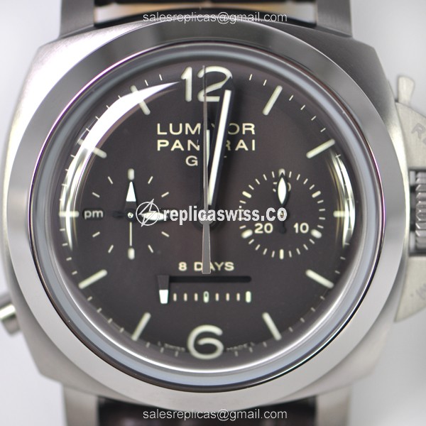 Panerai PAM00311 LUMINOR Replica - Manual Wind - Titanium Case - Brown Dial - Alligator Brown Strap - View 3