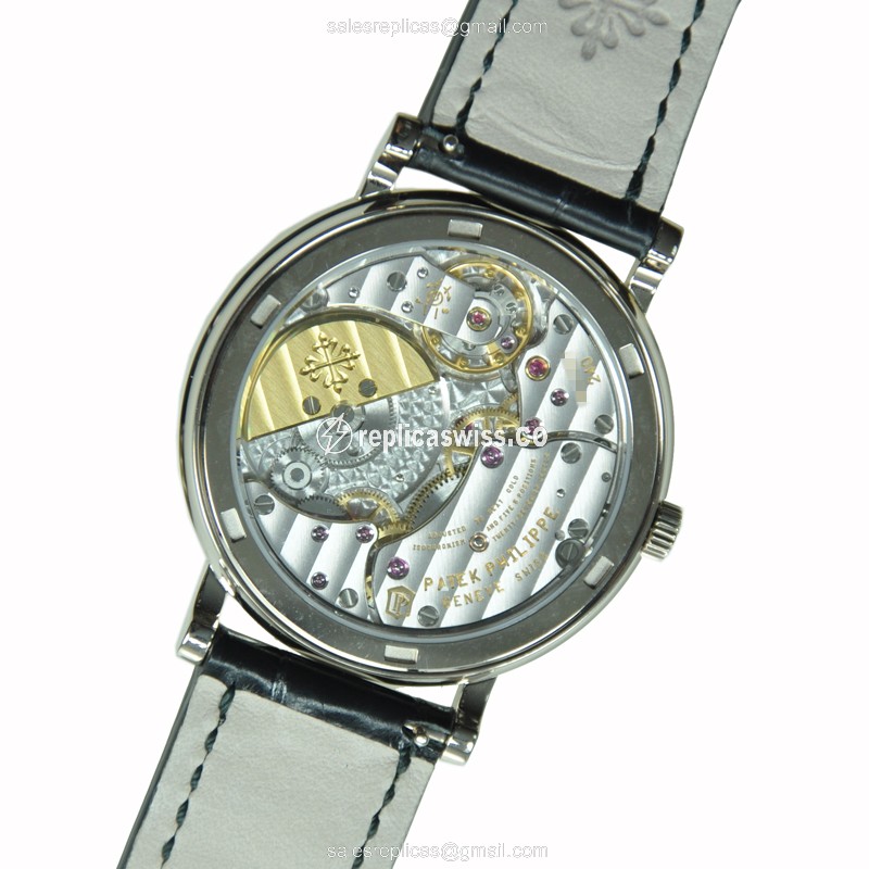 Patek Philippe 5120G-001 Replica - Automatic 18kt Gold - White Dial - Black Alligator Strap - View 3