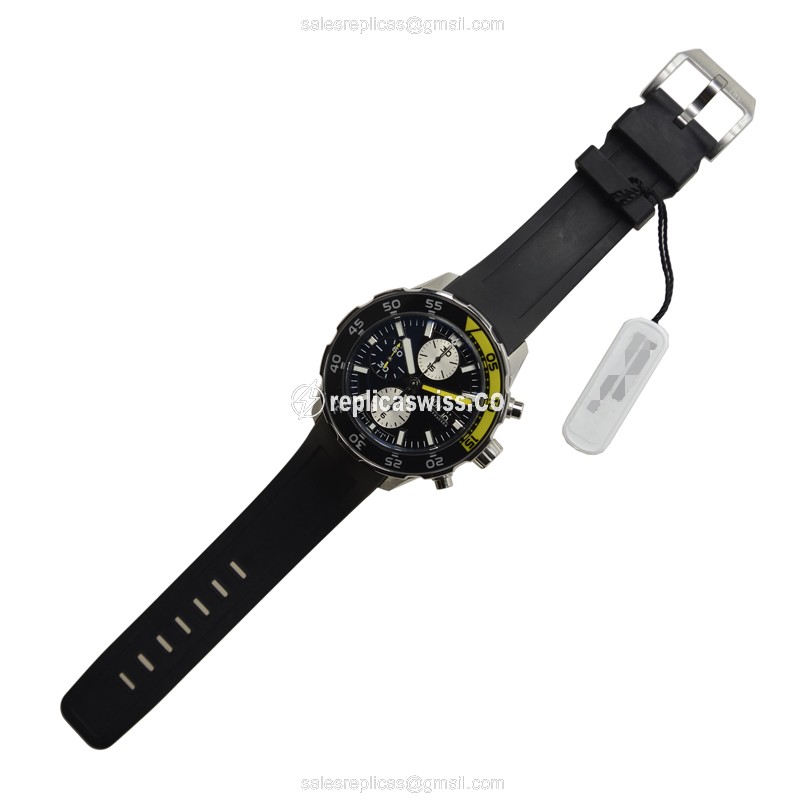 IWC AQUATIMER Replica - Automatic - Stainless Steel - Black Dial - Rubber Strap - Buckle Clasp - View 2
