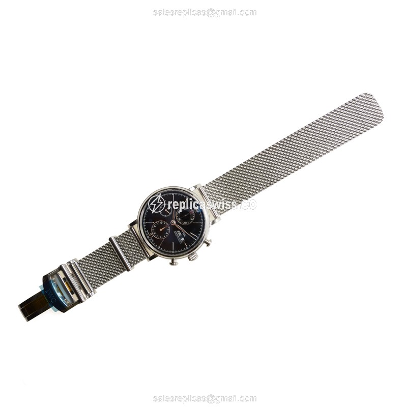 IWC Portofino Replica - Automatic - Black Dial - Silver Steel - Sapphire Crystal - View 2