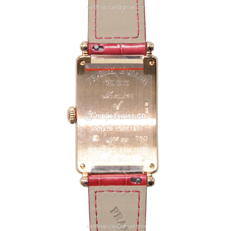 Franck Muller 952 QZ COL DRM D CD Replica - Quartz - 18kt Rose Gold Case - Gold Dial - Buckle Clasp, Red Alligator Strap - View 3