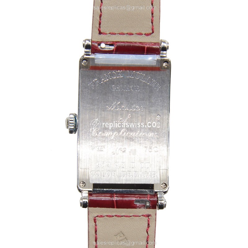 Franck Muller Long Island Replica - Quartz - Silver Dial - Red Strap - View 3