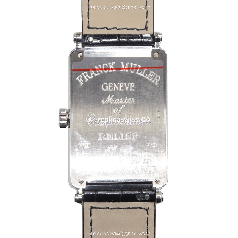 Franck Muller 1002QZD Replica - Quartz - 18kt White Gold - Diamond - Silver Dial - Leather Black Strap - View 3