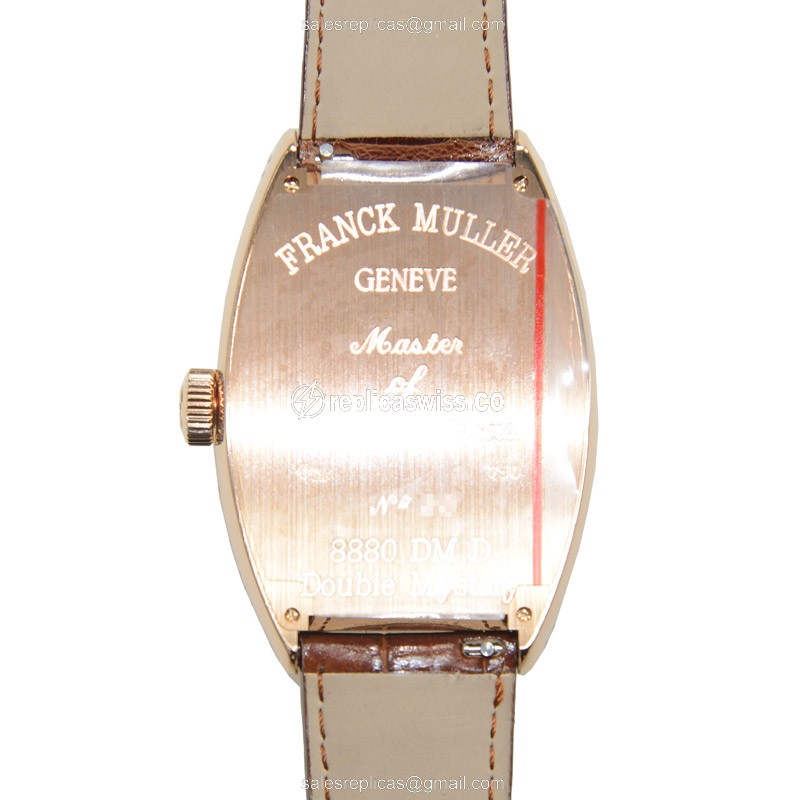 Franck Muller 8880 DM D Automatic 18kt Rose Gold Diamonds - Brown Leather Strap - View 3