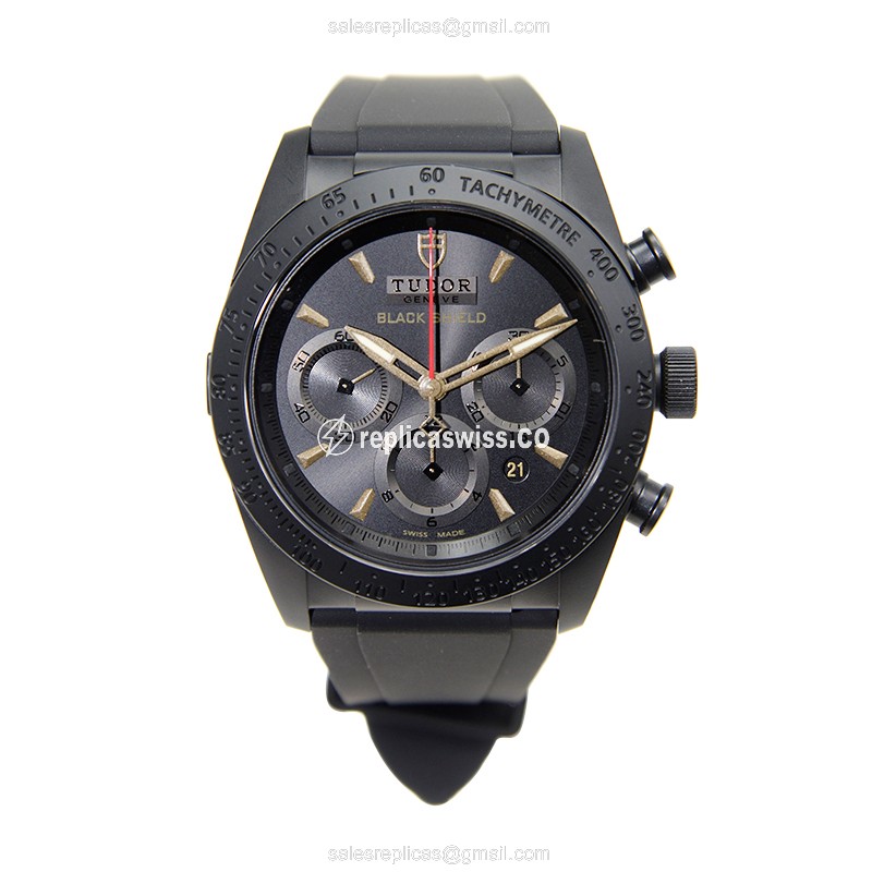 Tudor FastRider Replica - Automatic - Ceramic - Black Dial - Black Rubber Strap - View 2