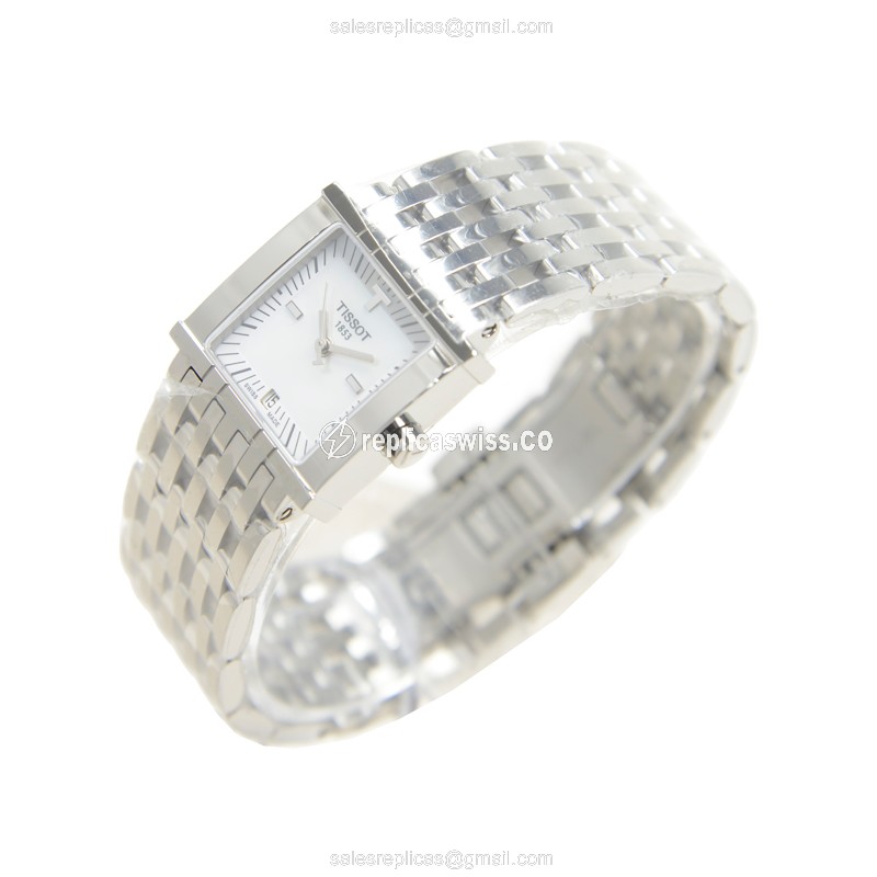 Rolex T-TREND Quartz Replica - Steel Case - White Dial - Silver Steel Strap - View 3
