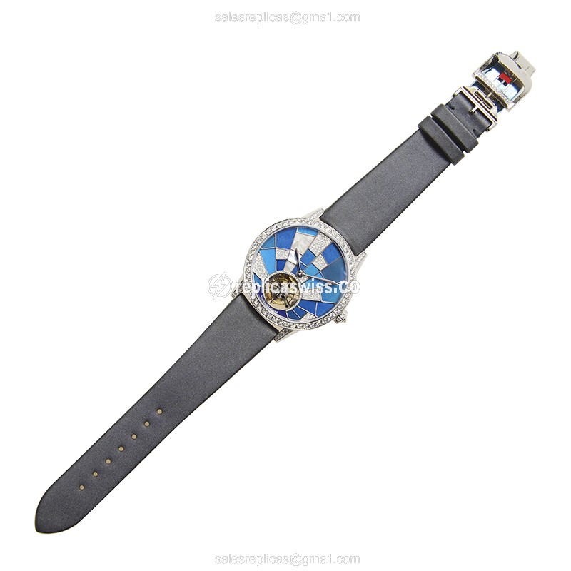 Jaeger-Lecoultre Rendez-Vous Replica - Automatic - 18kt White Gold - Diamond Accents - Blue Dial - View 2