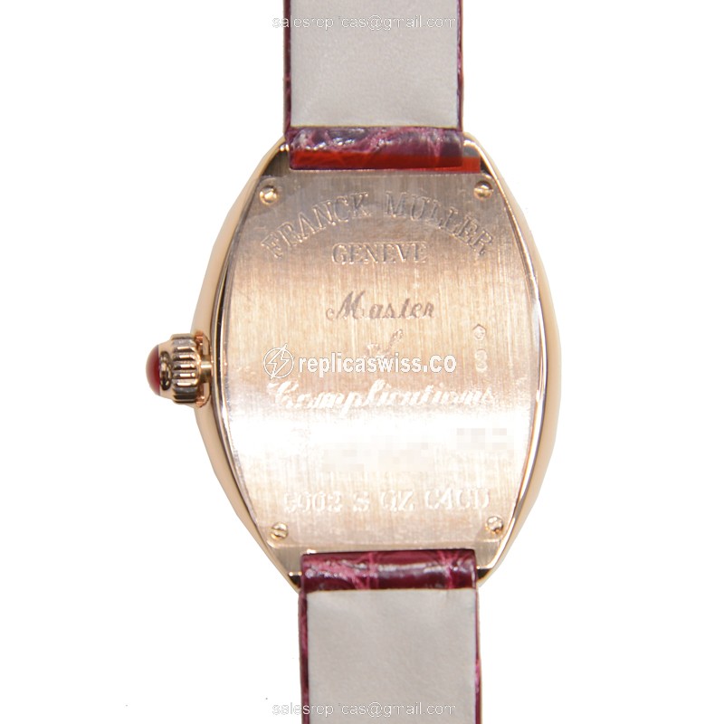 Franck Muller 5002 S QZ Heart Rose Gold - Quartz - Silver Dial - Red Alligator Buckle - View 3