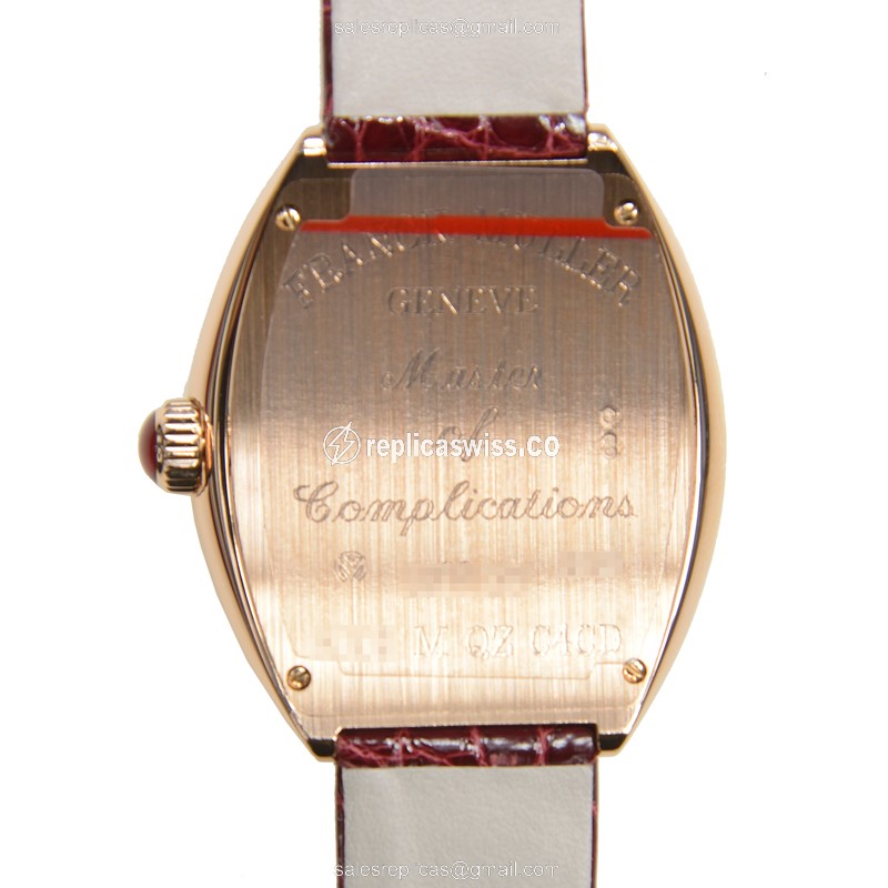 Franck Muller 5002 M QZ C4 CD HEART Quartz 18kt Rose Gold - Silver Dial - Red Alligator Buckle - View 3