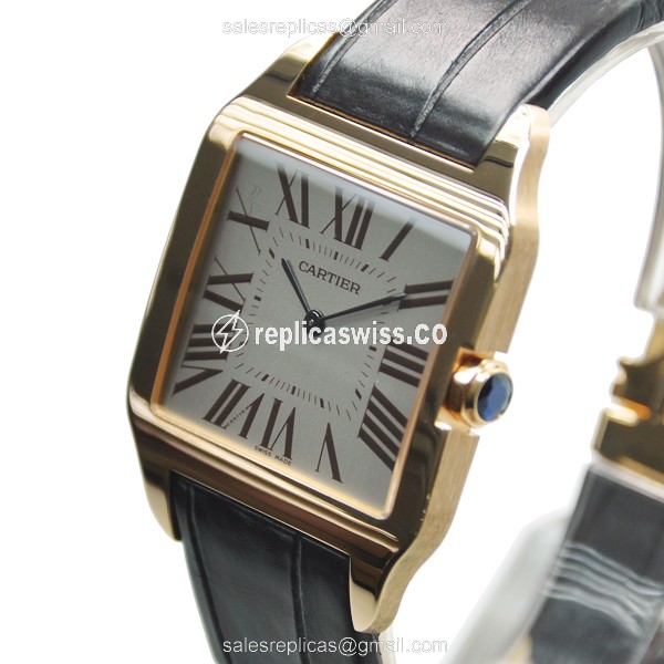 Cartier Santos W2006951 - Manual Wind - 18kt Rose Gold - White Dial - Alligator Brown Strap - View 2
