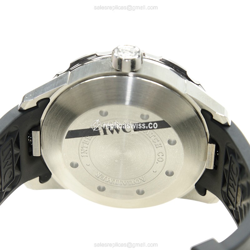 IWC AQUATIMER Replica - Automatic - Black Dial - Steel Case - Black Rubber Strap - View 4