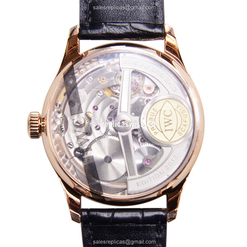 IWC Portuguese IW500124 Replica - Automatic - 18kt Gold - Brown Dial - Black Alligator Strap - View 3
