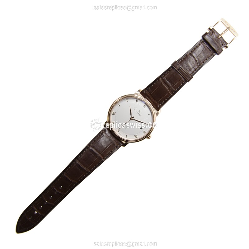 Blancpain Villeret 6223-3642-55A - Auto 18kt Rose Gold - White Dial - Brown Alligator Buckle - View 2