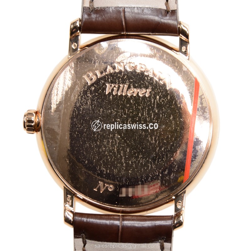 Blancpain Villeret 6223-3642-55A - Auto 18kt Rose Gold - White Dial - Brown Alligator Buckle - View 3