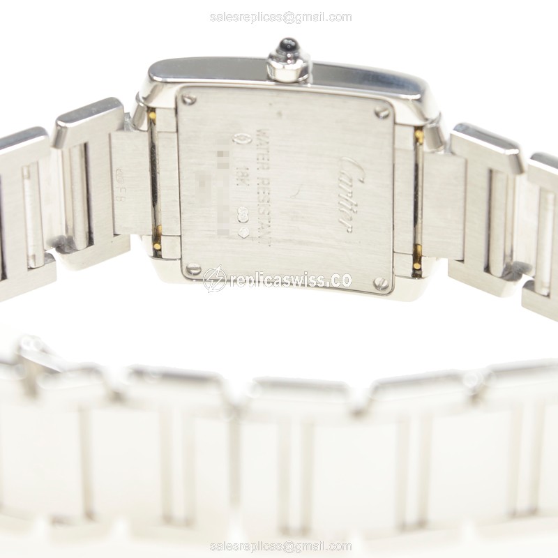 Cartier TANK W50012S3 - Quartz - 18kt White Gold Case - White Dial - Silver Strap - View 4