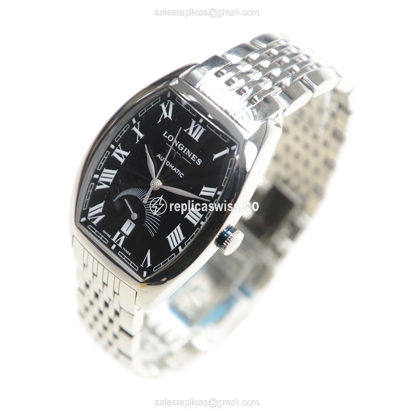 Longines EVIDENZA Automatic - Black Dial - Steel Case - Silver Strap - Clasp - View 3