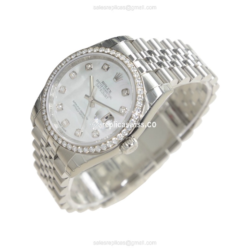 Rolex Datejust Replica - Automatic - White Gold - Steel Case, Silver Dial - View 2