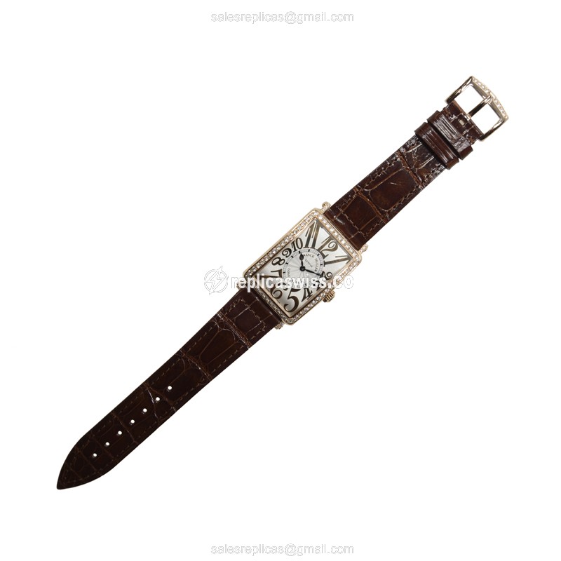 Franck Muller 952 QZ REL D 1R LONG ISLAND - Quartz - 18kt Rose Gold - Diamonds - Silver Dial - View 2