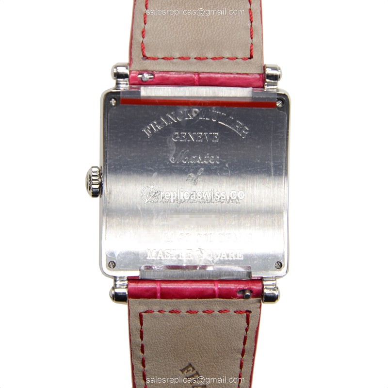 Franck Muller 6002 M QZ COL DRM R AC Master Square - Quartz - Steel - Silver - Red Alligator Buckle - View 3