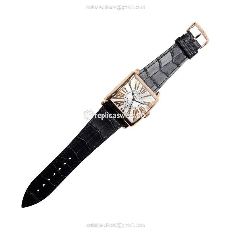 Franck Muller 6000 H SC DT REL R 5N Replica - Automatic - 18kt Rose Gold - Silver Dial, Black Alligator Strap - View 2