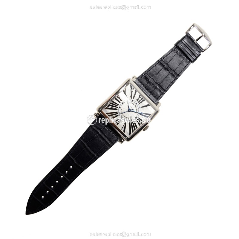 Franck Muller 6000 K SC DT R OG Replica - Automatic - 18kt Gold - Silver Dial - Black Alligator Buckle - View 2