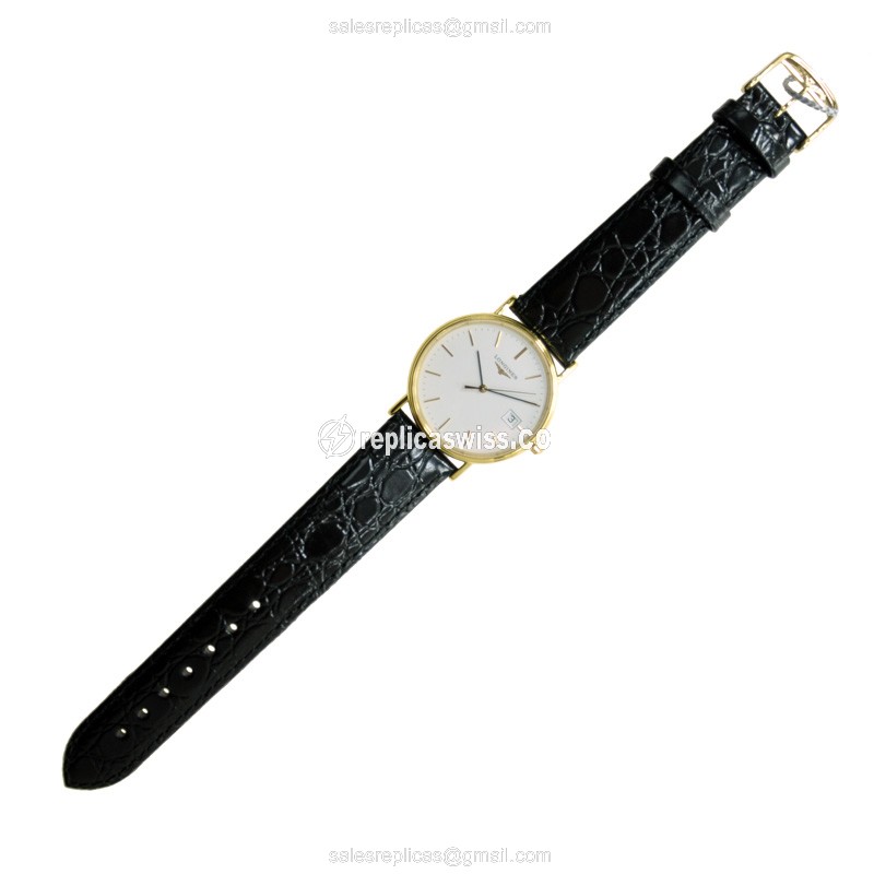 Longines Presence Replica - Quartz - PVD Gold - White Dial, Buckle Clasp - View 2