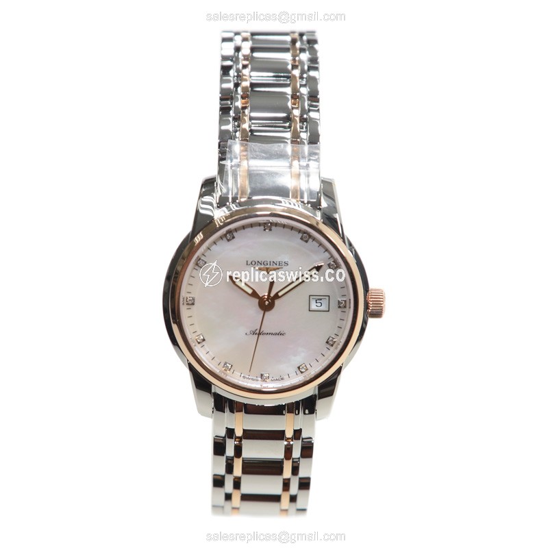 Longines Saint Imier Replica - Automatic - White Dial - 18kt Rose Gold/Steel Case & Strap - View 2