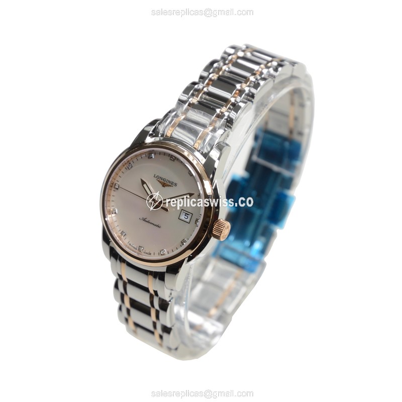 Longines Saint Imier Replica - Automatic - White Dial - 18kt Rose Gold/Steel Case & Strap - View 3