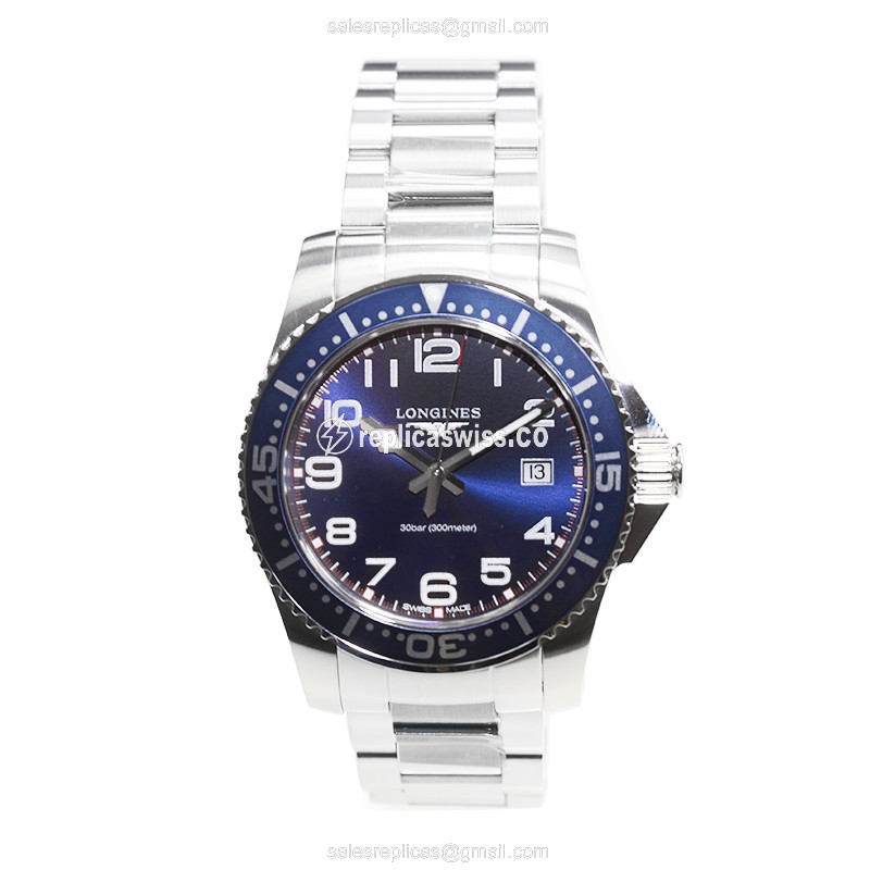 Longines CONQUEST Quartz - Blue Dial - Steel Case - Silver Strap - Sapphire Crystal - View 2