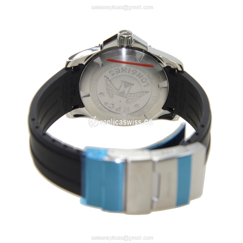 Longines Conquest Quartz - Stainless Steel Case - Black Dial - Rubber Black Strap - View 3